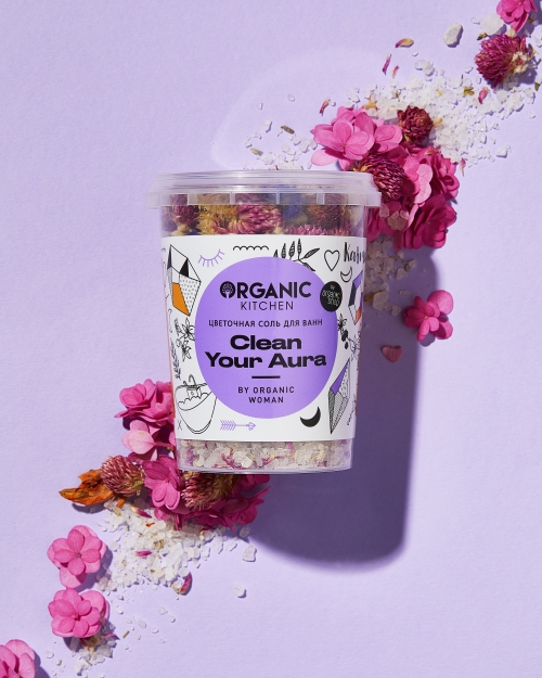 Organic Kitchen Цветочная соль для ванн "Clean your aura" by Organic Woman, 410 г